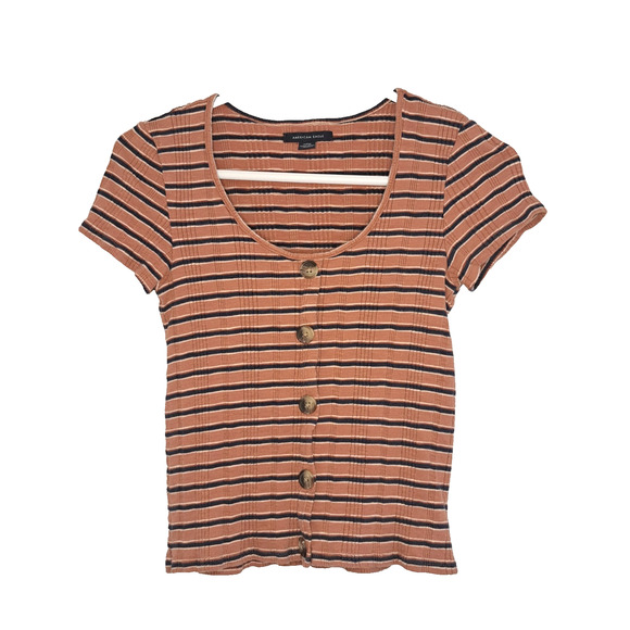 American Eagle Juniors Size S Apricot Navy Y2K Gilmore Girls Elena Gilbert - Picture 1 of 8